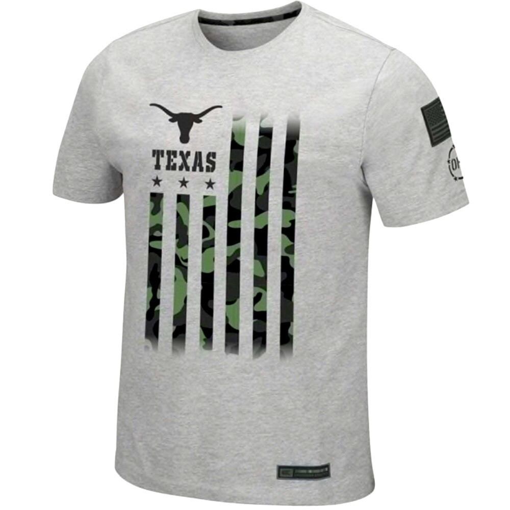 TEXAS LONGHORNS GREY SHORT SLEEVE T SHIRT COLOSSEUM CARTRIDGE LARGE
